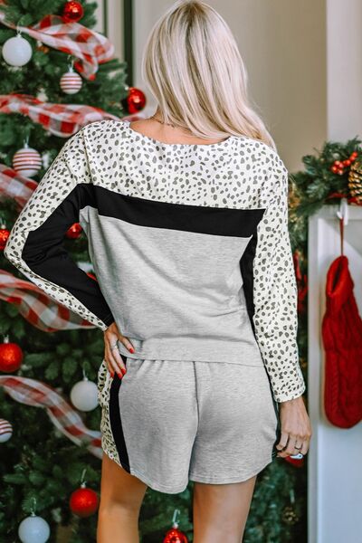 Leopard Long Sleeve Top and Shorts Lounge Set for a perfect OOTD – dress to impress outfits from Amexza