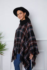 Shiny Turtleneck Plaid Raw Hem Sweater for a perfect OOTD – dress to impress outfits from Amexza