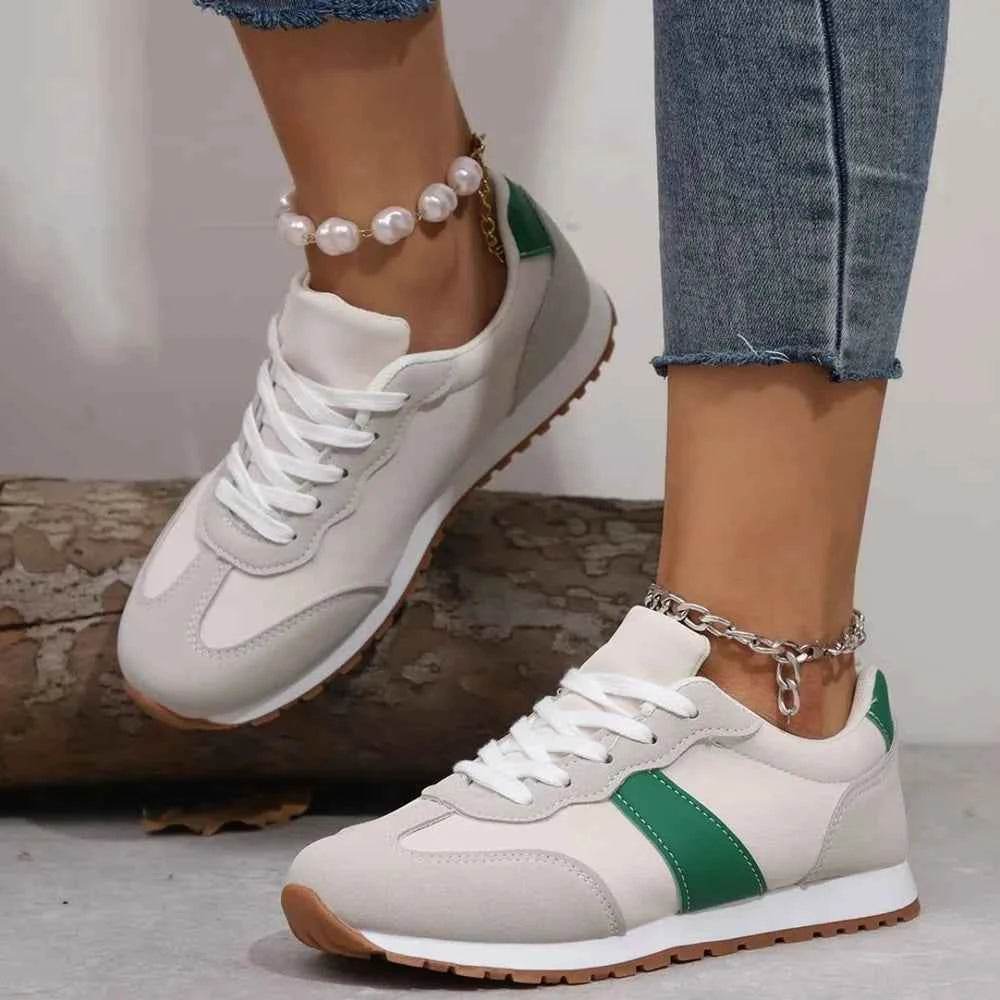 PU Leather Contrast Round Toe Flats Sneakers for a perfect OOTD – dress to impress outfits from Amexza