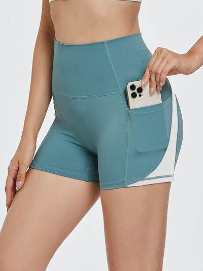 High Waist Active Shorts Turquoise for a perfect OOTD – dress to impress outfits from Amexza