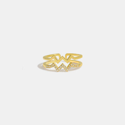 Wave Shape Inlaid Zircon Open Ring Gold for a perfect OOTD – dress to impress outfits from Amexza