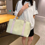Houndstooth Canvas Travel Bag for a perfect OOTD – dress to impress outfits from Amexza