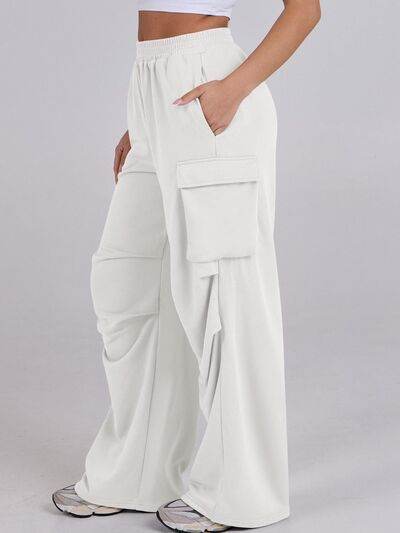 Elastic Waist Wide Leg Pants with Pockets for a perfect OOTD – dress to impress outfits from Amexza