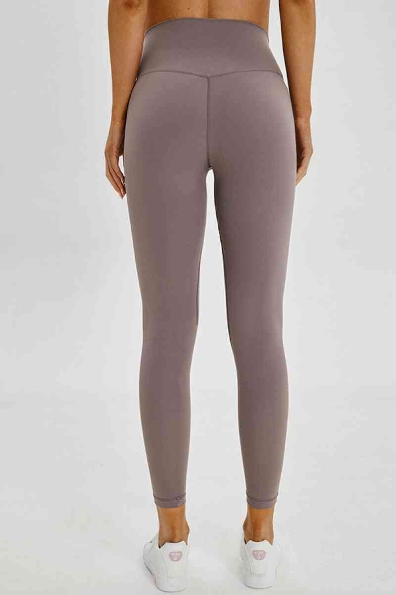 Millennia Wide Seamless Band Waist Sports Leggings - Amexza