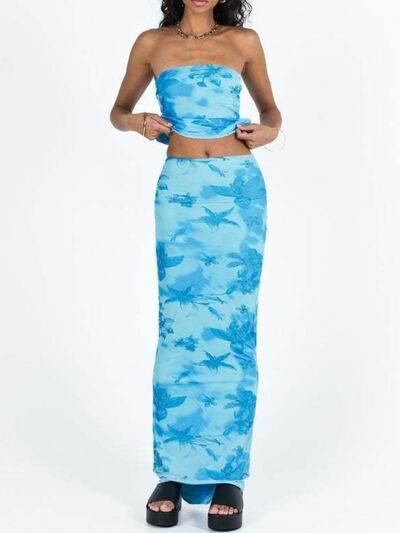 Printed Tube Top and Maxi Skirt Set for a perfect OOTD – dress to impress outfits from Amexza