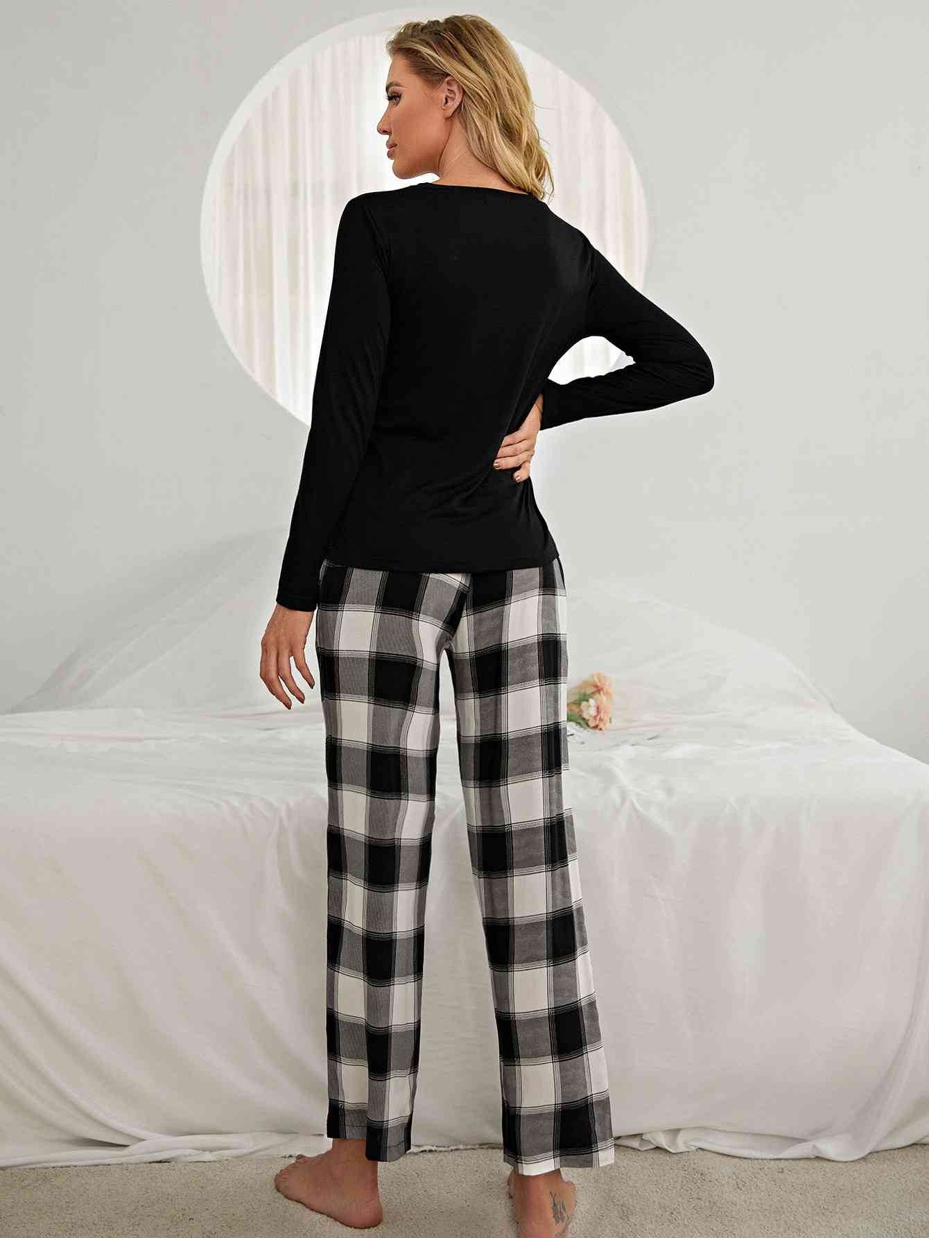 Plaid Heart Top and Pants Lounge Set for a perfect OOTD – dress to impress outfits from Amexza