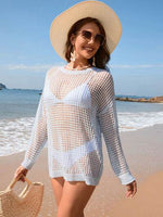 Openwork Dropped Shoulder Long Sleeve Cover-Up for a perfect OOTD – dress to impress outfits from Amexza