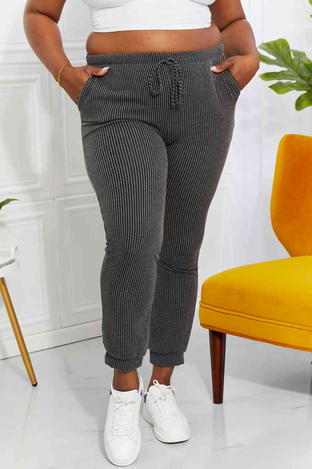 Blumin Apparel Full Size Easy Living Ribbed Joggers for a perfect OOTD – dress to impress outfits from Amexza