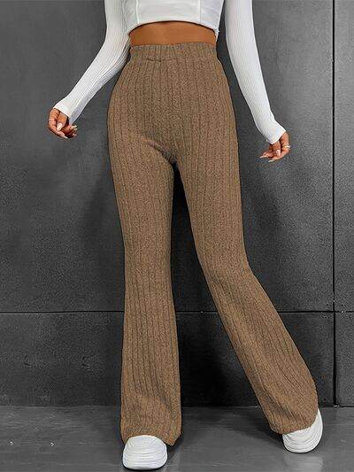 Ribbed High Waist Bootcut Pants Mocha for a perfect OOTD – dress to impress outfits from Amexza