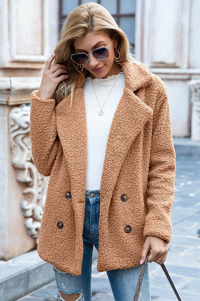 Ivy Lane Full Size Lapel Collar Sherpa Coat for a perfect OOTD – dress to impress outfits from Amexza