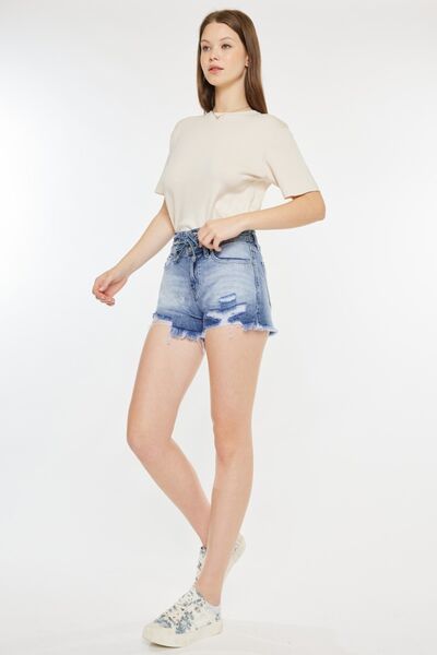 Kancan High Rise Frayed Hem Denim Shorts for a perfect OOTD – dress to impress outfits from Amexza