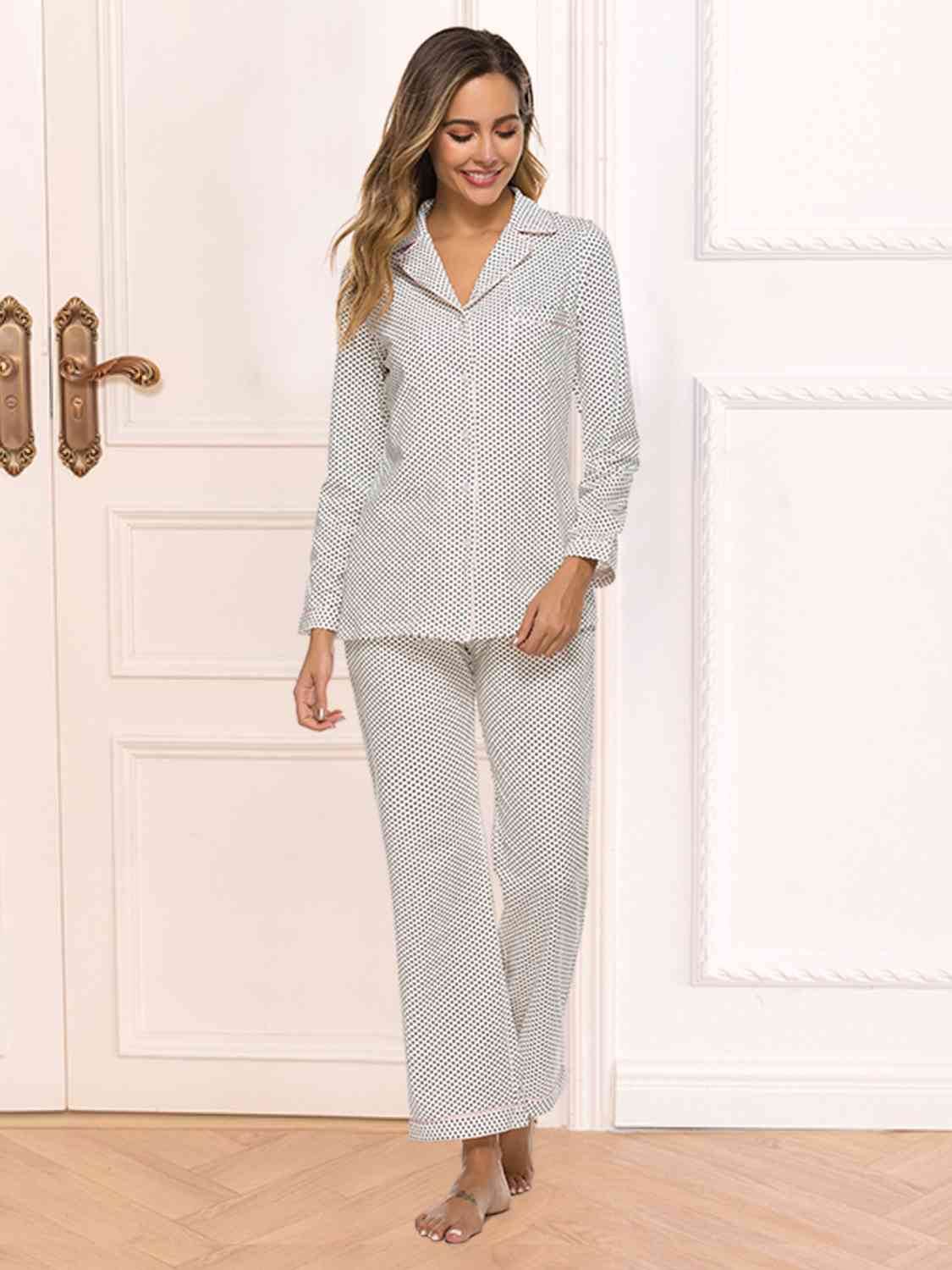 Collared Neck Loungewear Set with Pocket White for a perfect OOTD – dress to impress outfits from Amexza