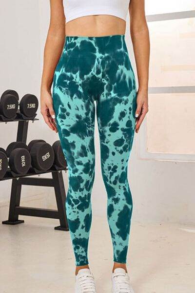 Tie-Dye High Waist Active Leggings Turquoise for a perfect OOTD – dress to impress outfits from Amexza