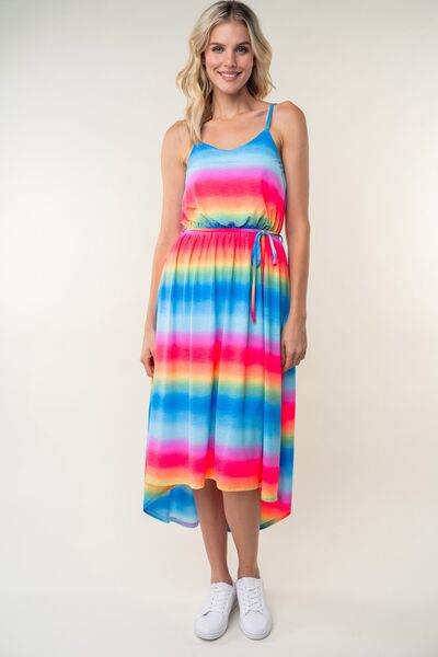 White Birch Full Size Ombre Striped Midi Cami Dress Multi for a perfect OOTD – dress to impress outfits from Amexza