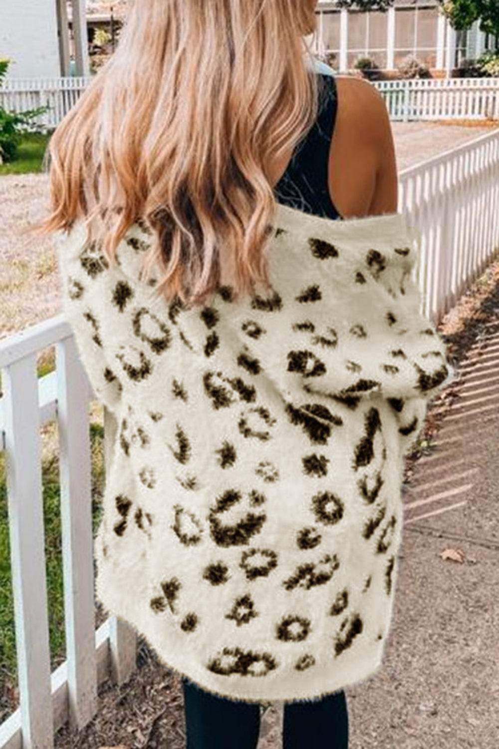 Leopard Open Front Cardigan with Pockets for a perfect OOTD – dress to impress outfits from Amexza