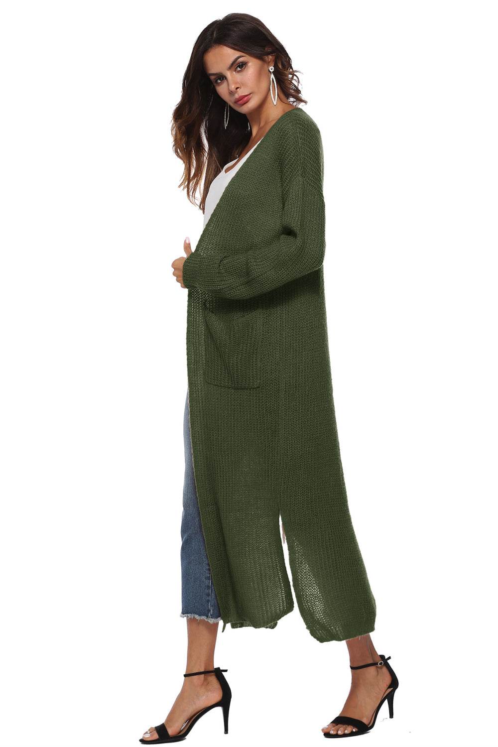 Long Sleeve Open Front Buttoned Cardigan for a perfect OOTD – dress to impress outfits from Amexza