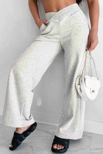 Elastic Waist Active Pants with Pockets Light Gray for a perfect OOTD – dress to impress outfits from Amexza