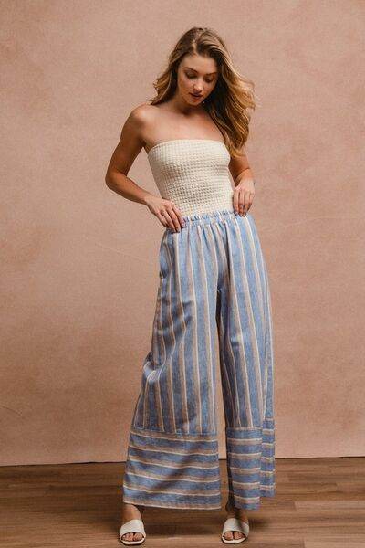 BiBi Striped Wide Leg Pants with Pockets for a perfect OOTD – dress to impress outfits from Amexza