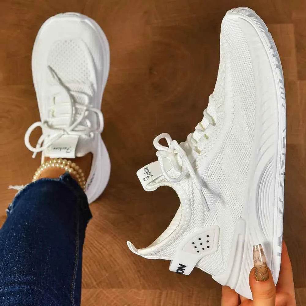 Round Toe Mesh Platform Athletic White for a perfect OOTD – dress to impress outfits from Amexza