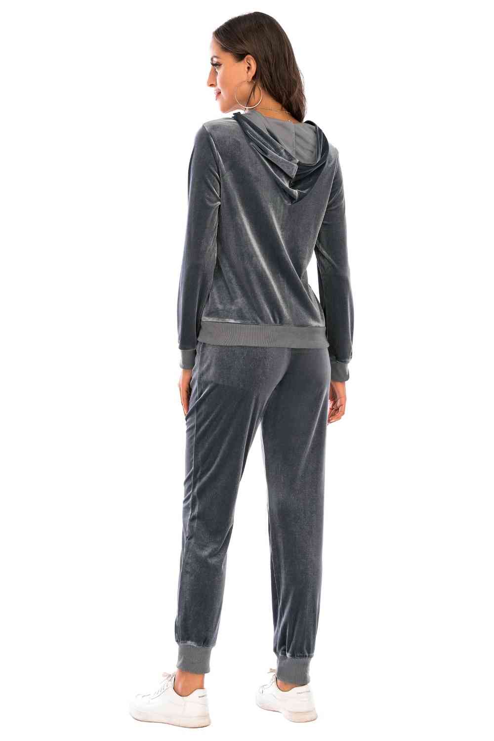 Zip-Up Hooded Jacket and Pants Set for a perfect OOTD – dress to impress outfits from Amexza