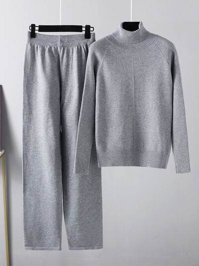 Basic Bae Turtleneck Raglan Sleeve Top and Pants Sweater Set for a perfect OOTD – dress to impress outfits from Amexza