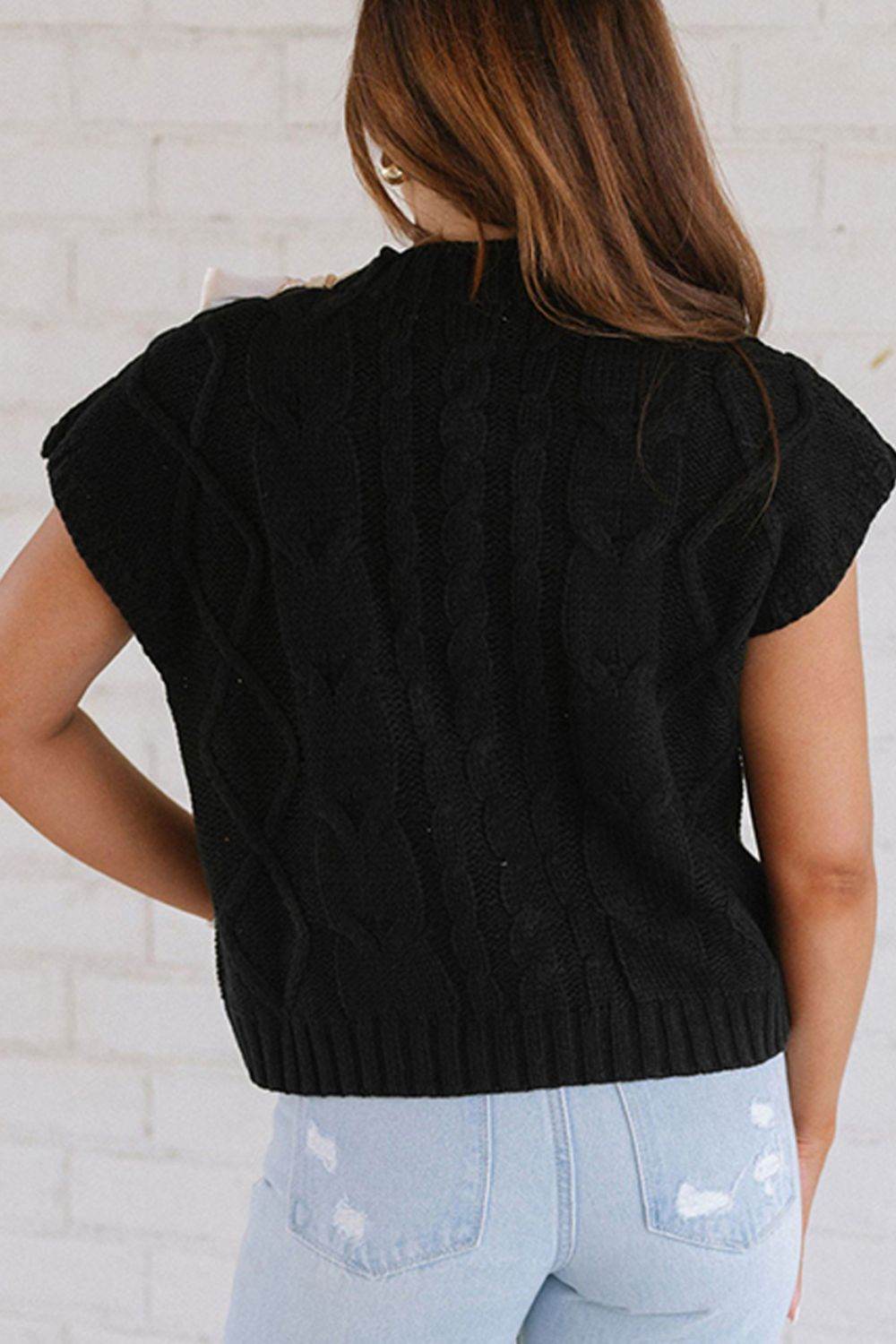 Lace-Up Mock Neck Short Sleeve Sweater for a perfect OOTD – dress to impress outfits from Amexza