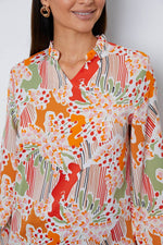 Floral Frill Notched Long Sleeve Blouse for a perfect OOTD – dress to impress outfits from Amexza