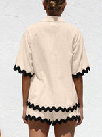 Contrast Trim Half Sleeve Top and Shorts Set for a perfect OOTD – dress to impress outfits from Amexza