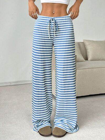 Tied Striped Wide Leg Pants Light Blue for a perfect OOTD – dress to impress outfits from Amexza