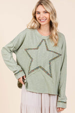Mittoshop Mineral Wash Star Patch Long Sleeve T-Shirt - Amexza