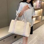 Houndstooth Canvas Travel Bag for a perfect OOTD – dress to impress outfits from Amexza