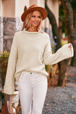 Mock Neck Drop Shoulder Sweater for a perfect OOTD – dress to impress outfits from Amexza