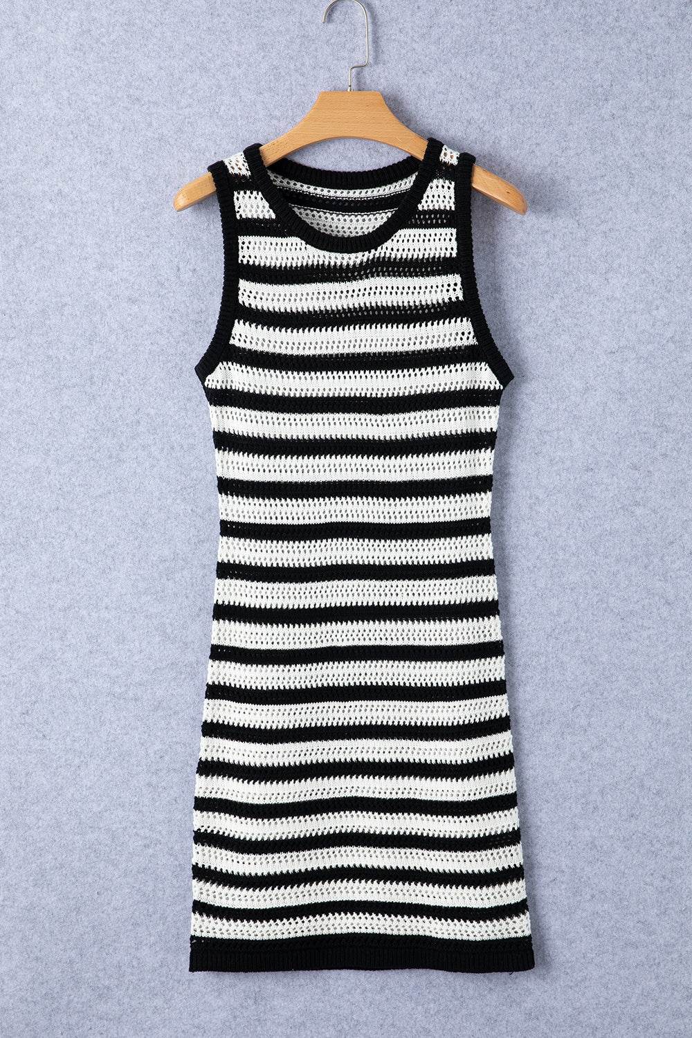 Openwork Striped Wide Strap Knit Dress for a perfect OOTD – dress to impress outfits from Amexza