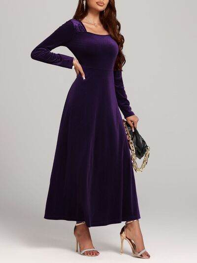 Square Neck Long Sleeve Velvet Dress for a perfect OOTD – dress to impress outfits from Amexza