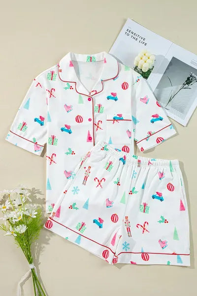 Printed Short Sleeve Top and Shorts Lounge Set for a perfect OOTD – dress to impress outfits from Amexza