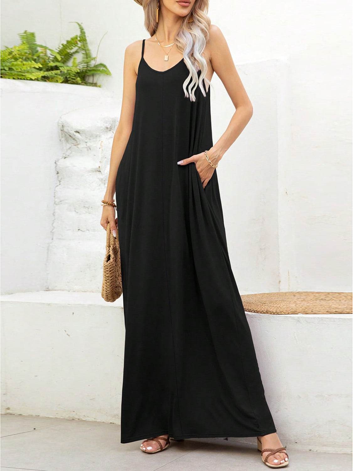 V-Neck Maxi Cami Dress with Pockets for a perfect OOTD – dress to impress outfits from Amexza