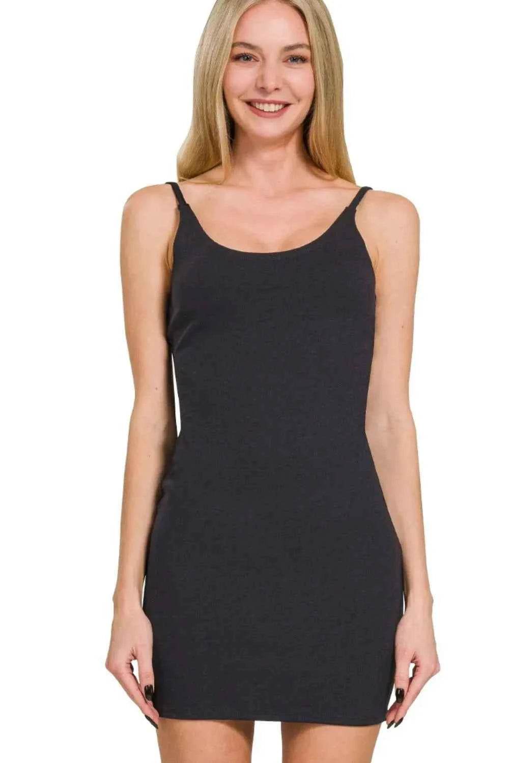 Zenana Ponte Spaghetti Strap Bodycon Mini Dress for a perfect OOTD – dress to impress outfits from Amexza