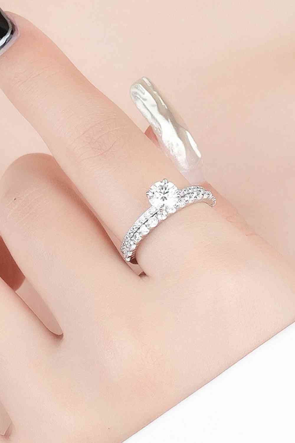 Moissanite 2-Piece 925 Sterling Silver Ring for a perfect OOTD – dress to impress outfits from Amexza