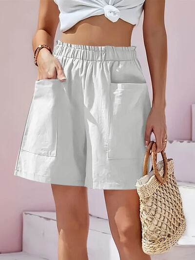 Full Size Pocketed Elastic Waist Shorts for a perfect OOTD – dress to impress outfits from Amexza