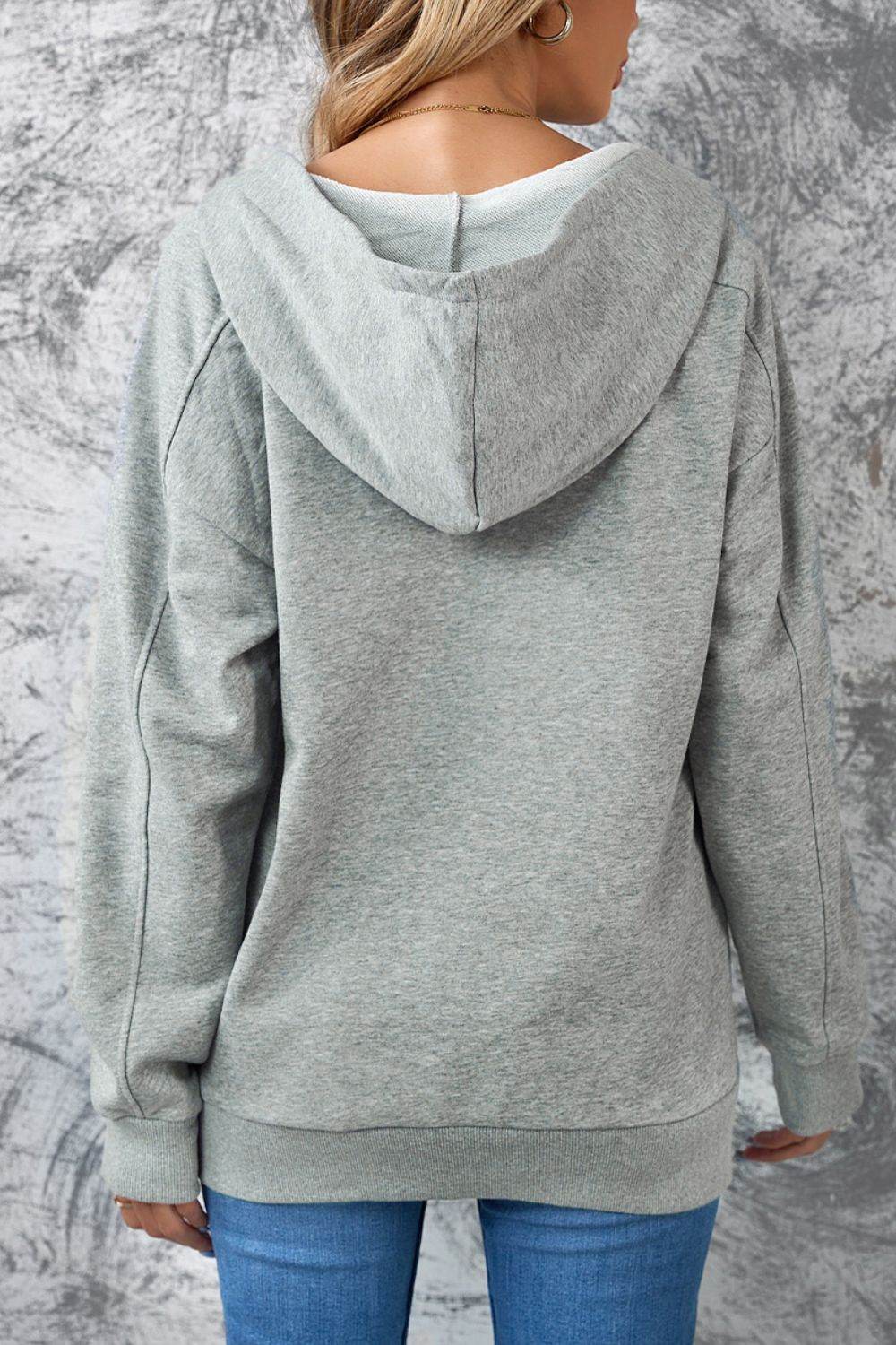 Lace Up Long Sleeve Hoodie - Amexza