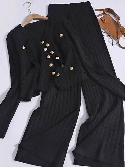 V-Neck Tank, Cardigan and Pants Three-Piece Sweater Set for a perfect OOTD – dress to impress outfits from Amexza