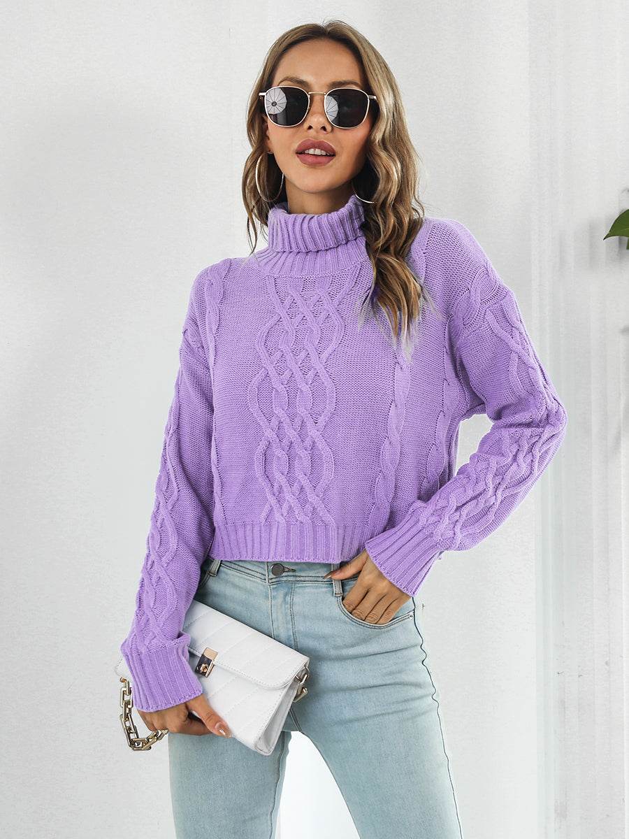 Turtleneck Dropped Shoulder Sweater Lilac for a perfect OOTD – dress to impress outfits from Amexza