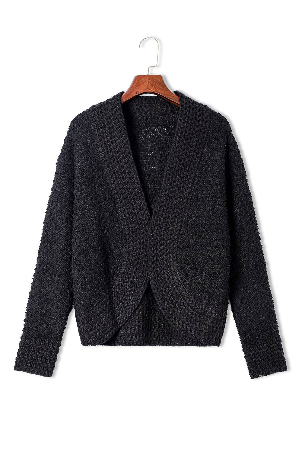Solid Color Open Front Cardigan - Amexza