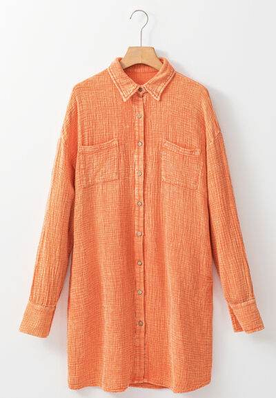 Pocketed Button Up Long Sleeve Shirt Dress for a perfect OOTD – dress to impress outfits from Amexza