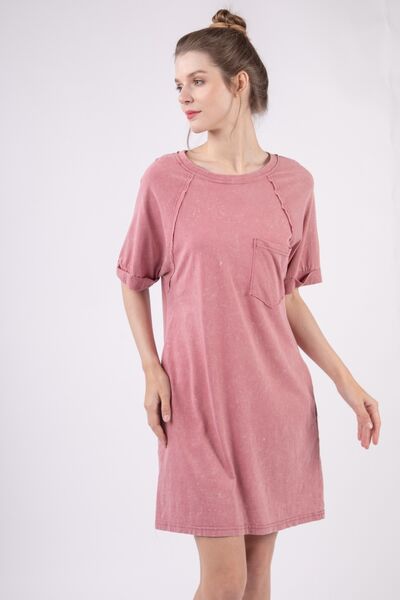 VERY J Washed Round Neck Mini Tee Dress for a perfect OOTD – dress to impress outfits from Amexza