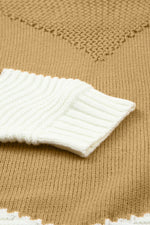 Color Block Round Neck Long Sleeve Sweater for a perfect OOTD – dress to impress outfits from Amexza