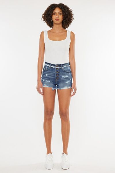 Kancan Distressed Button Fly Denim Shorts for a perfect OOTD – dress to impress outfits from Amexza