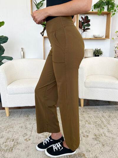 Millennia Drawstring Waist Wide Leg Sports Pants with Pockets - Amexza