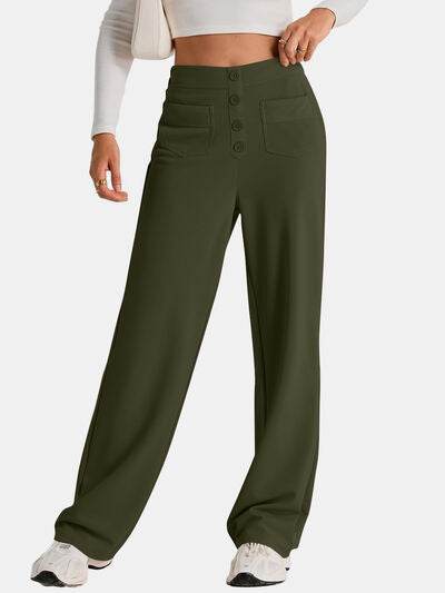 High Waist Wide Leg Pants Army Green for a perfect OOTD – dress to impress outfits from Amexza