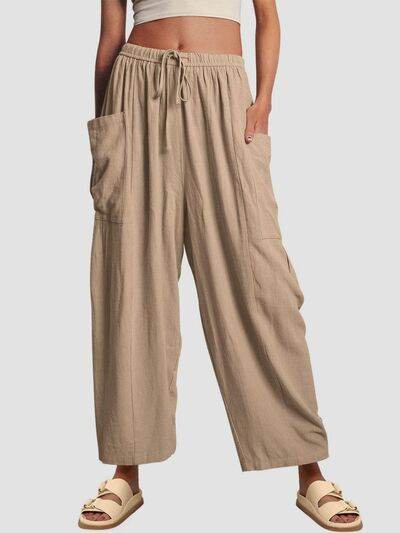 Full Size Wide Leg Pants with Pockets Khaki for a perfect OOTD – dress to impress outfits from Amexza